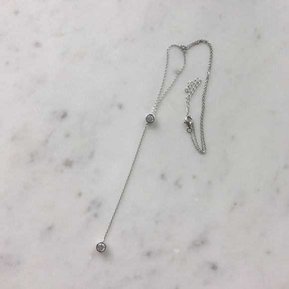 Sterling Silver RP Cz Drop Necklace - Picture 7 of 15